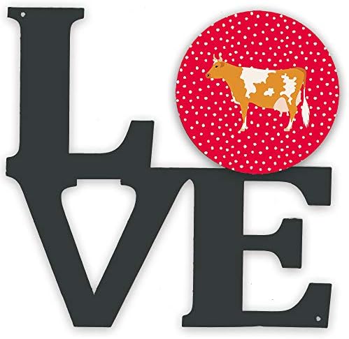 Tesouros de Caroline CK5248WALV Guernsey Cow Love Metal Wall Artwork Love, Red,