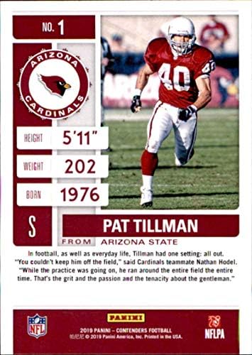 2019 Panini Concorders 1 Pat Tillman Arizona Cardinals Futebol Card