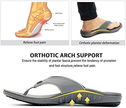 Sandálias ortopíticas de fascite plantar pluta para homens com sandálias de tanga de suporte e arco de suporte para