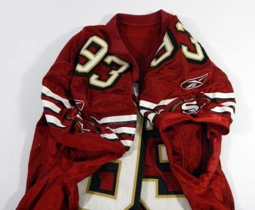 2003 San Francisco 49ers Tom Landry 93 Jogo emitido Red Jersey 48 DP46968 - Jerseys de Jerseys usados ​​na NFL não