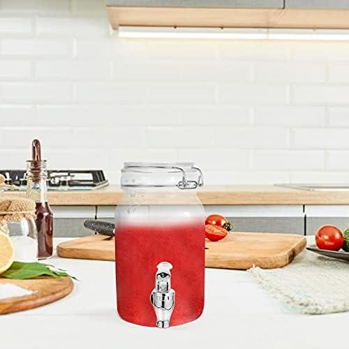 Tofficu 1L Tea Mason Jar Glass Beverage Dispensador com tampa de travamento e cilindro de gelo de spigot e recipiente de suco de infusor