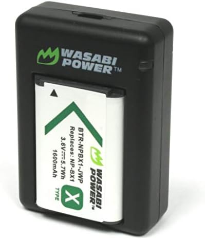 Wasabi Power NP-BX1 Carregador USB duplo para Sony NP-BX1/M8, Cyber-Shot DSC-HX80, HX90V, HX95, HX99, HX350, RX1, RX1R II,