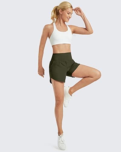 G4Free Athletic Shorts para mulheres de 5 polegadas de corrida com bolsos shorts de treino leves para exercício de