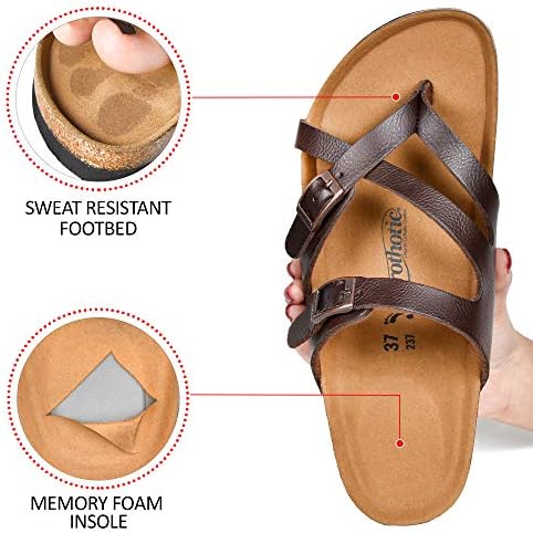 Memória aerotótica de cor de cortiça lâminas para sandálias femininas com +Comfort & Arch Suporte