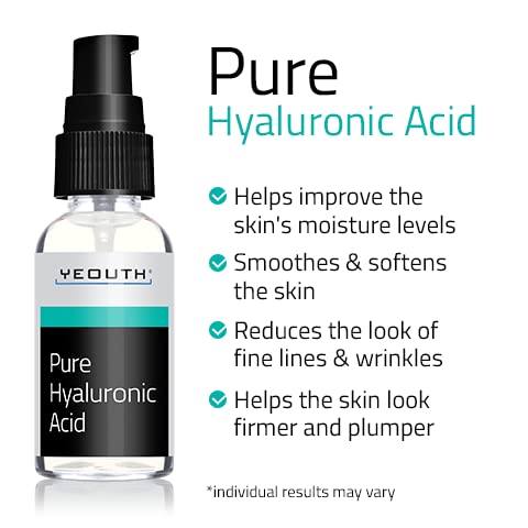 Serum de ácido hialurônico puro para face, soro hidratante para rosto, rugas, manchas escuras e pele opaca, soro