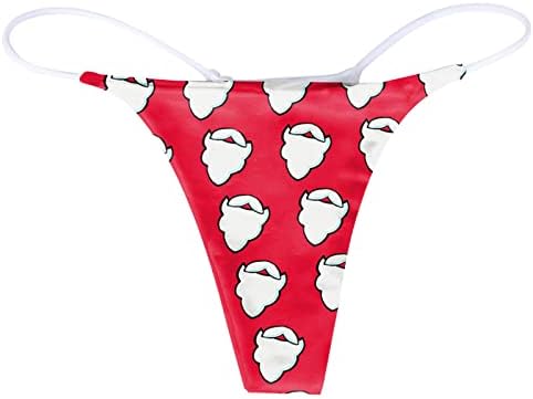 IIUS Sexy Tanks de Natal para Mulheres Papai Noel Claus calcinha travessa travessa travessa esticada tira T-back t-shorts Seisless