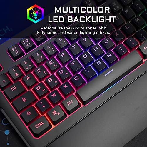 G -Lab Keyz Palladium Wired USB Qwerty Gaming Teclado - Teclado Multicolor RGB LED LED LIGADO BACKING, REST MAGNETIC REST, 26 TELAS ANTI -GHOSTING, Durável - PC e Consoles PS5