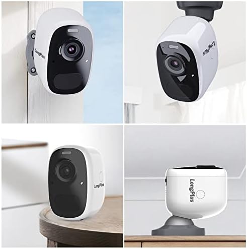 Câmera de segurança ao ar livre sem fio Longplus, câmera de vigilância em casa com bateria de 4MP, com visão noturna, detecção de movimento,