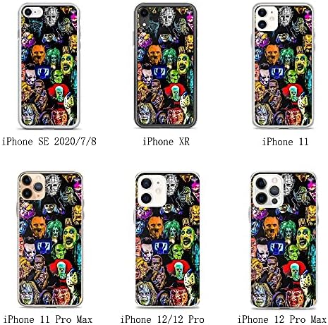 Coleta de arte de filmes de terror Caixa de telefone compatível com iPhone 12 Mini Case Soft Soft TPU Silicone Print Transparent Protection Cover