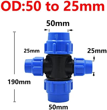 63/50/40/40/32/25 mm de acoplamento de transição PE PECES PE Redutores cruzados Conector de água Acessórios de tubo de
