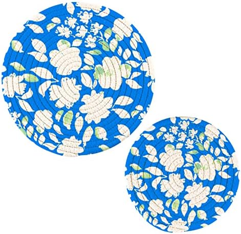 Flores de aquarela Floral Trivets para pratos quentes suportes de panela Conjunto de 2 peças almofadas quentes para trivetes resistentes