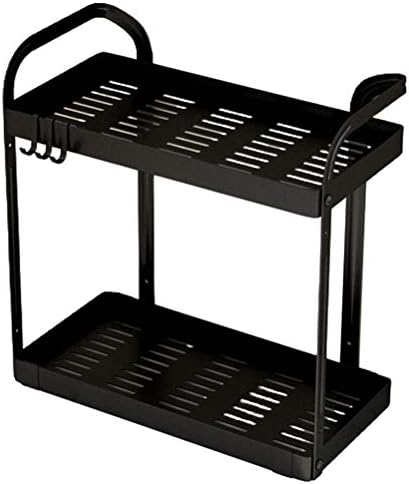 Rack de organizador de banheiro da cozinha GSDNV, prateleira de metal para organização de armazenamento de chuveiro de armário de armário, com 3 ganchos removíveis