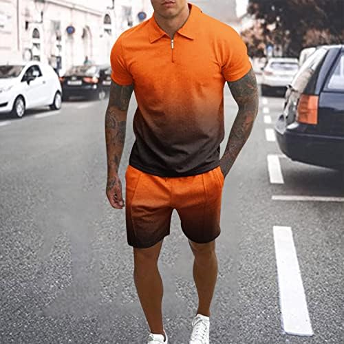 Roupas para homens de 2 peças, camisa pólo masculina e shorts definem roupas de verão moda moda casual manga pólo sport