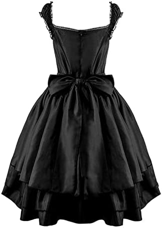 Trajes sexy de Halloween para mulheres vintage slim gótico clássico preto em camadas em camadas up goth lolita cosplay