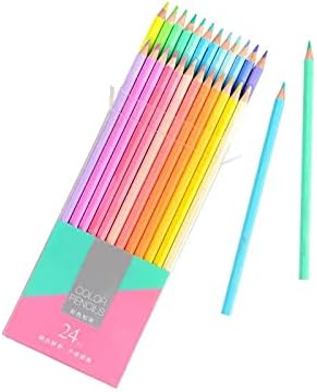 24 Lápis de colorir pastel de 24 lápis para colorir macaron para adultos, artes desenham lápis de cor para artistas garoto, lápis de