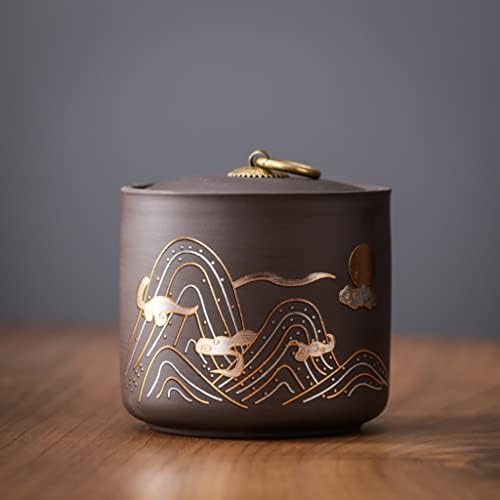 Xmtxzym Tea Caddy Cerâmica Clay Pote de Argila Pu'er Pu'er Caixa de Armazenamento Tabela Acessórios de Decoração