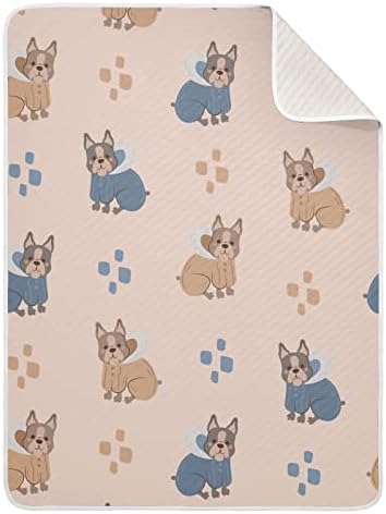 Cobertor de cães adorável cobertor de algodão para bebês, recebendo cobertor, cobertor leve e macio para berço, carrinho, cobertores