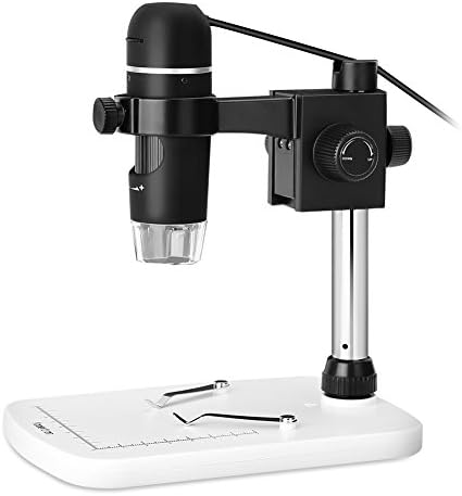 KOOLERTRON 5MP 20-300X Microscópio digital USB Câmera de vídeo, Iluminação de 8 LED com controle de intensidade, suporte de base, software