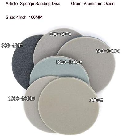 Lixa abrasiva de Zsblxhhjd 4 de 100 mm de lixa de disco de esponja de algema molhada 300-3000 grão para polimento