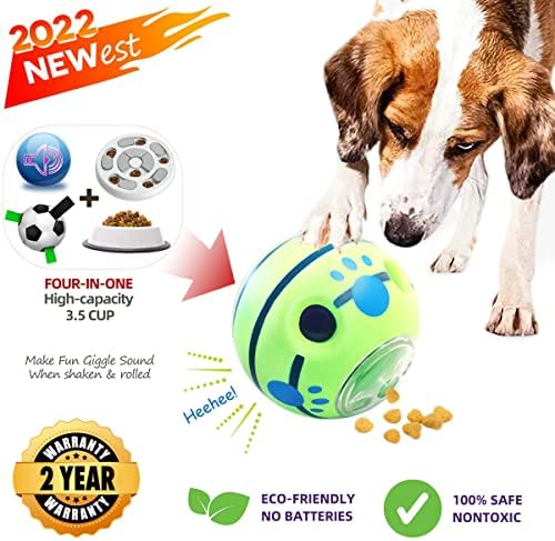 Crédito Bolas de cães de 5 estrelas para cães médios Ajuste automático Dispensador de alimentos Dispensador Wobble Wag Ball Talking Bolhe