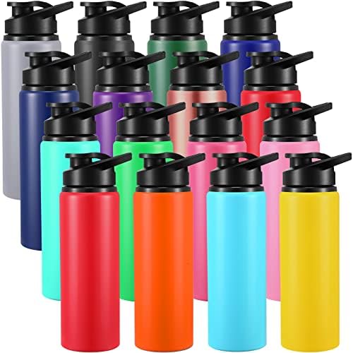 Yinder 16 PCs 25 oz garrafa de água de alumínio Bulk a granel garrafa esportiva multicolorial com tampas de pálpebras