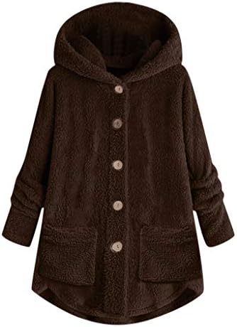 Botão com capuz de lã macia Mulheres tops soltos inverno plus size jackets feminino botão de casaco de cardigã PLUS TAMANHO MULHERES