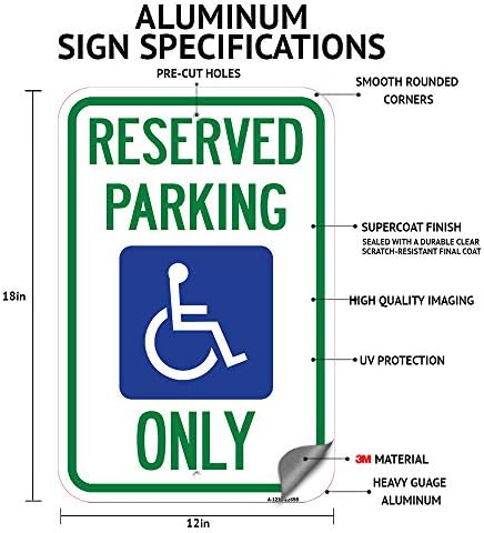 Estacionamento acessível na seta direita | 18 x 24 Sinal de estacionamento à prova de ferrugem de alumínio pesado x 24 | Proteja seu