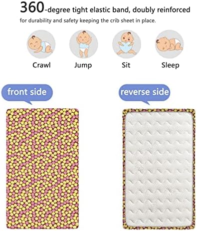 Mini folhas de berço com tema de rosa, lençóis de mini berço portáteis Criança de colchão macio para bebês para meninas meninas, 24 “x38”, multicolor