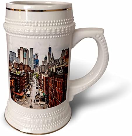 Cidade 3drose durante o dia Imagem de pintura com infusão de luz - 22oz de caneca de Stein