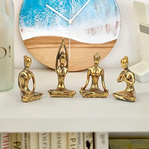 Norrclp 4pcs ioga meditação decoração de casa, resina ioga figuras decorações modernas para quarto da sala de estar da sala de estar de ioga decoração