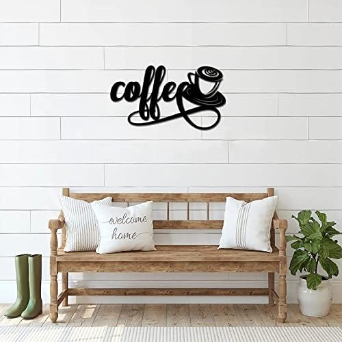 Alioyoit Metal Sign Cafe Coffee Bar Sign Coffee Decoração de café Corte de parede de metal de aço personalizada Plataforma pendurada