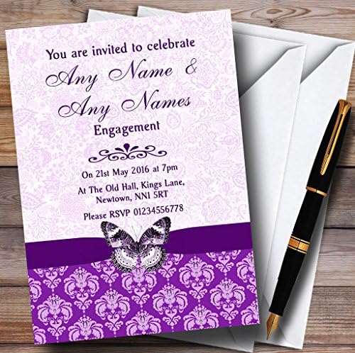 Purple Vintage Floral Damasco Butterfly Personalizado Convites de Party Party