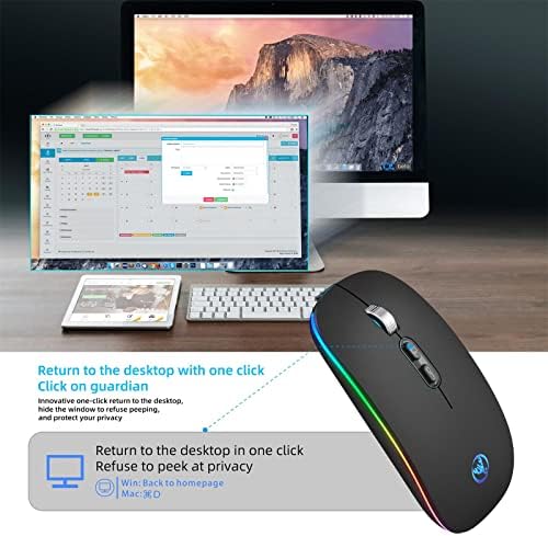 Mouse sem fio AtraSee para laptop, mouse de computador de 2,4 GHz de 2,4 GHz com luzes de retroilumos de rgb, camundongos silenciosos ópticos ergonômicos para PC, laptop, desktop, Windows, Mac