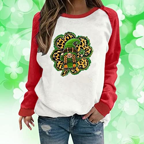 T-shirt do dia de St Patrick para mulheres gráficas engraçadas o pescoço de férias de tamanho grande camisa de emenda