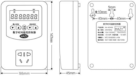 AC220V 50Hz de alta precisão Termostato Digital Termostato Controle de temperatura Soquete de aquecimento Controle de temperatura Sonda à prova d'água 1500W