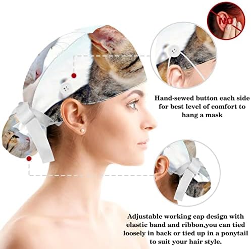 Caps de limpeza mulheres cirúrgicas com botões Banda de moletom e bonés cirúrgicos da banda de cabelo para mulheres, padrão