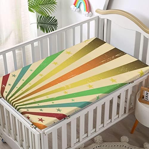 Mini-berço com tema de arco-íris vintage, lençóis de berço, lençóis de berço portáteis de berço macios e respiráveis, lençóis de berço-bebê para menina ou menino, 24 x38, multicolor