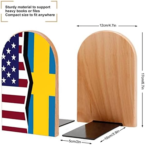 Estados Unidos e bandeira da suécia Pintura de madeira bookend