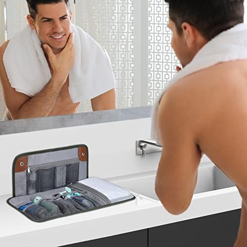 Bolsa de higiene pessoal para homens, Bolsa de higiene para viagens de viagem, organizador de rolo de banheiro compacto resistente