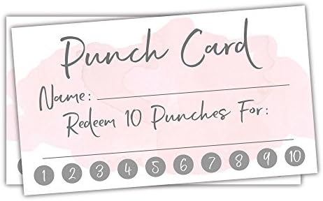 50 Cartões de socos em aquarela rosa | Cartões de fidelidade do cliente | Cartões de incentivo