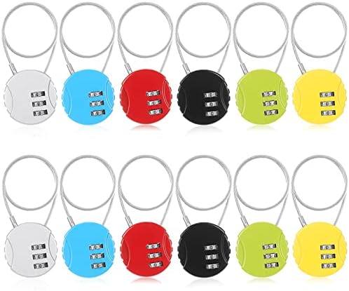 12 Bloqueio de combinação de embalagem 3 dígitos de 3 dígitos ao ar livre Mini cadeado de cadeado corda de ginástica Locker