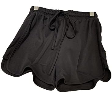 Jeshifangjiusu feminino Cantura de cordão de feminina shorts de suor de verão shorts de pista atlética elástica bolsos confortáveis