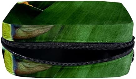Bolsa de maquiagem tbouobt bolsa de bolsa cosmética bolsa bolsa com zíper, folhas tropicais sapo animal