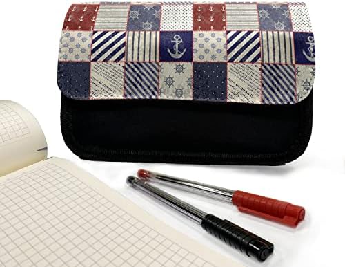 Caixa de lápis náutica lunarável, nó marinheiro marítimo, saco de lápis de caneta com zíper duplo, 8,5 x 5,5, Vermilion Blue Ivory