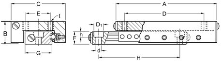 Del -Tron Precision, Inc. 26,9 mm x 203 mm, deslocamento de 150 mm, conjuntos de slides de rolos cruzados - métrica