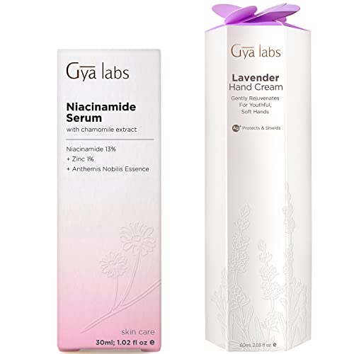Gya Labs Niacinamida Serum para Face & Lavender Hand Cream para conjunto de mãos secas