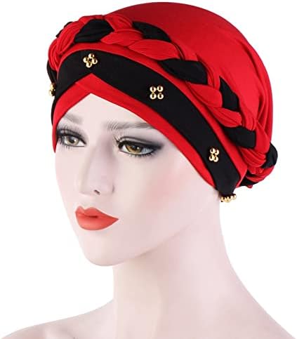 Turbante boêmia para mulheres elásticas de cabeça muçulmana envolve o câncer de cabeça elegante quimiote cap macio confortável