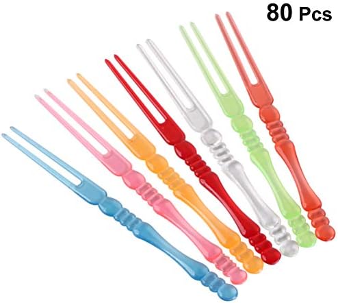 Cabilock Fruit Forks 80 PCS Plastic Food Fruit Picks