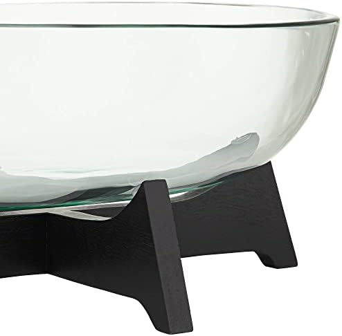 Studio 55d Sebastian Black Wood e vidro transparente tigela decorativa oval