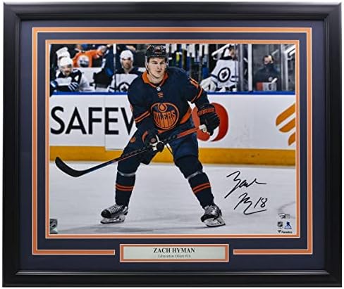 Zach Hyman assinou o Edmonton Oilers 16x20 fanáticos por foto - fotos autografadas da NHL